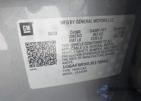 2018 Cadillac Ats Luxury z USA, uszkodzony, nr VIN 1G6AF5RX0J0178561